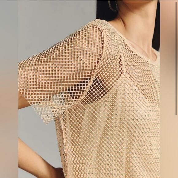 Anthropologie Sequin Sparkle Mesh Blouse - Picture 4 of 10